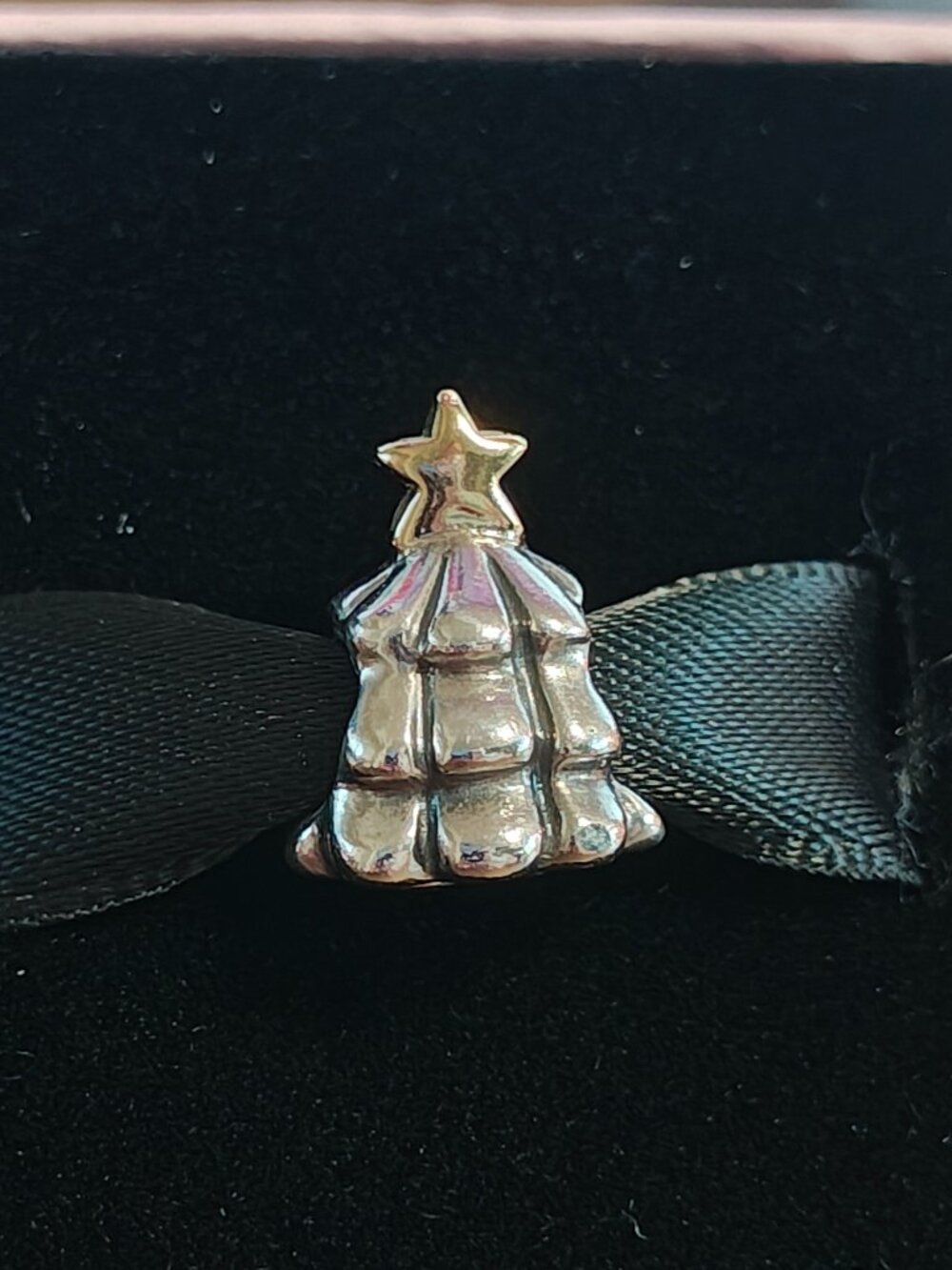 Authentic Pandora Retired Christmas Tree Charm 790365 Sterling Silver 14K Gold